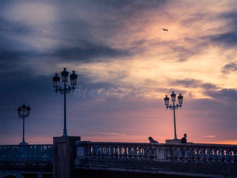 Sunset On A Bridge Of Toulouse Over The Garonne River France Editorial