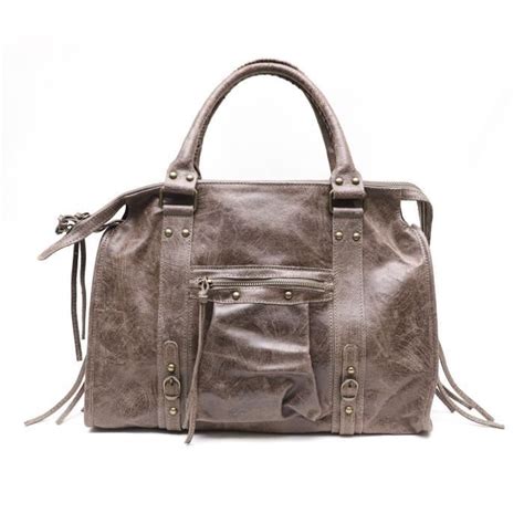 Sac à main en cuir italien brossé SANDSTORM Taupe foncé marron