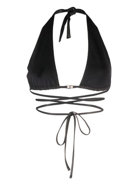 Versace Greca Detailed Triangle Bikini Top Black Farfetch