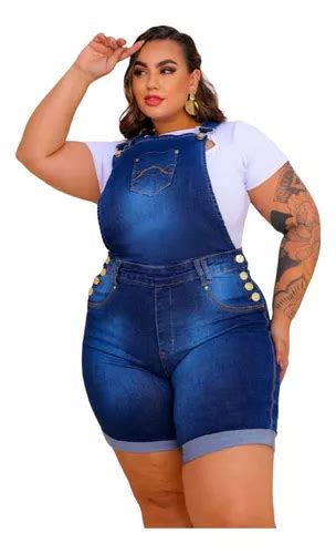 Macac O Plus Size Jardineira Suspens Rio Short Lycra Ver O