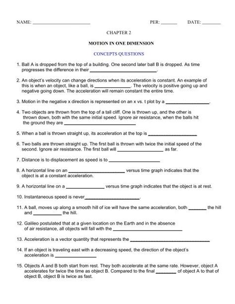 Chapter Motion In One Dimensions Physics Matters Net