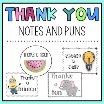 Thank You Puns by Passion 4 Primary | Teachers Pay Teachers