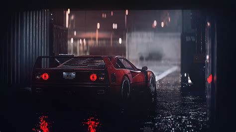 Wallpaper Ferrari F40 Red Cars Dark Vehicle 1920x1080