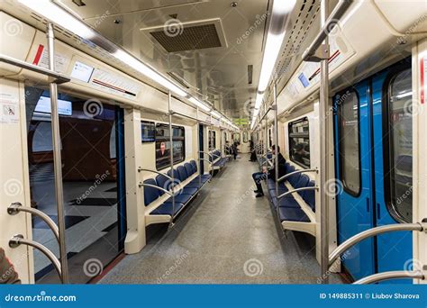 Moscow, Russia May 26, 2019 Interior of the Subway Train Editorial ...