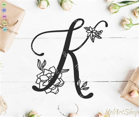 Letter K svg Monogram font svg Cursive svg Floral alphabet | Etsy