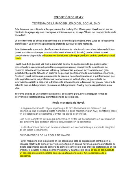 Exposición de Hayek | PDF | Friedrich Hayek | Precios 