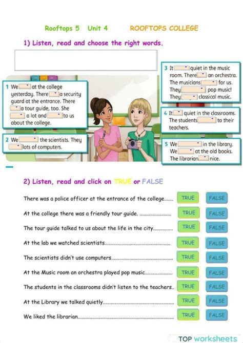 Rooftops College Rooftops 5 Unit 4 Interactive Worksheet Topworksheets