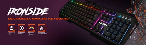 Lycan Gaming Ironside Multimedia Keyboard Rainbow LED 104 Layout