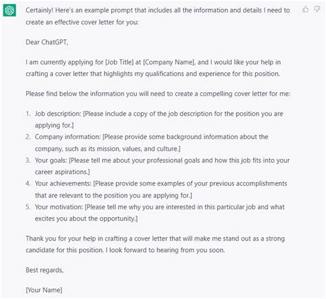 How To Write A Cover Letter Using Chatgpt Prompt Template