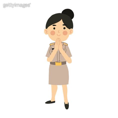 Happy Smiling Female Thai Teacher Welcoming With Sawasdee Hand Gesture