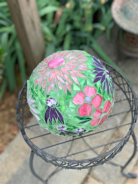 Mosaic Gazing Ball Stained Glass Gazing Ball Garden Globe Etsy