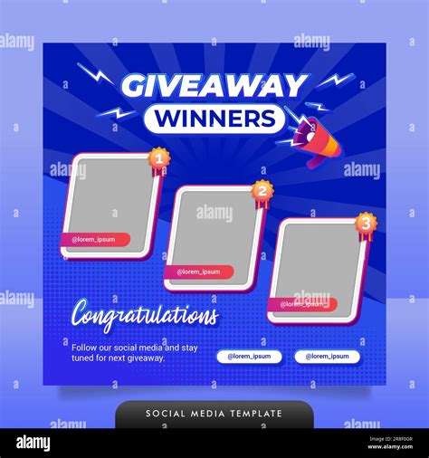 Giveaway winner announcement social media post banner template Stock ...