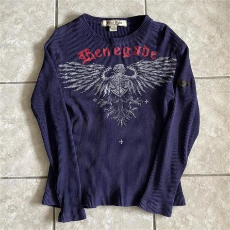 Affliction Men S Blue T Shirt Depop