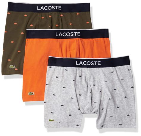 Lacoste Cotton Underwear Essential 3 Pack Allover Croc Boxer Briefs In