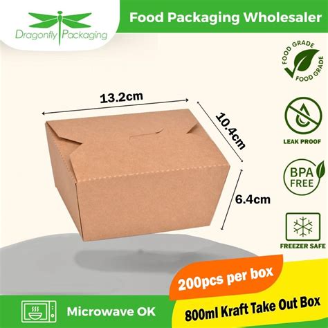 800ML Kraft Paper Takeout Box 200PCS PER CARTON, Food & Drinks ...