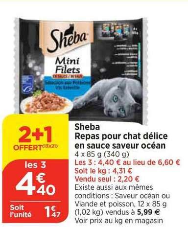 Promo Sheba Repas Pour Chat Délice En Sauce Saveur Océan chez Bi1