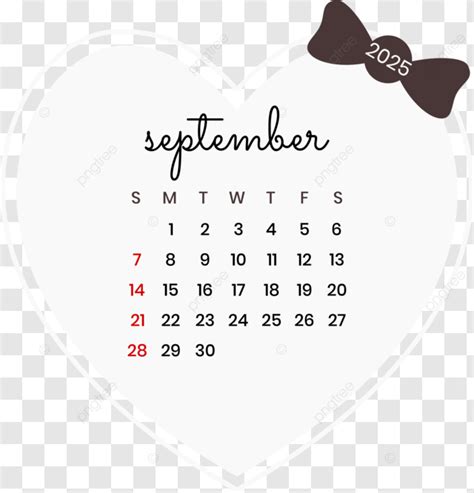 September 2025 Calendar Love Vector, September 2025, Calendar 2025