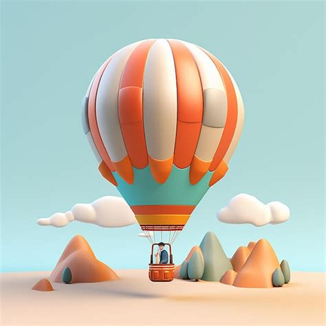 Premium Ai Image Cartoon Hot Air Balloon D