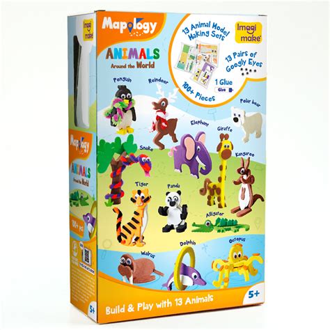 Mapology World Map Puzzle & Animals Miniature Set – Imagimake