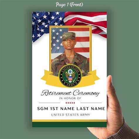 Army Sergeant Major Retirement Ceremony Program Template Bi Fold 8 5x11