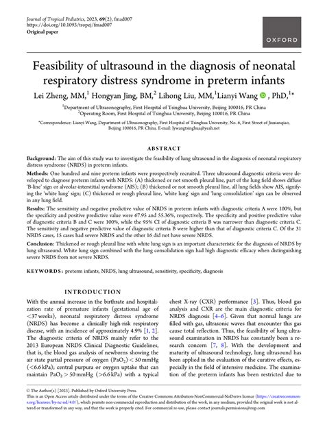 Pdf Feasibility Of Ultrasound In The Diagnosis Of Neonatal Respiratory Distress Syndrome In