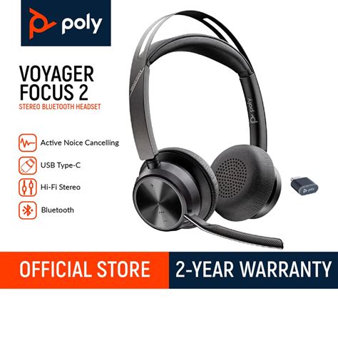 Plantronics Poly Voyager Focus 2 Uc Usb A Microsoft Stereo Bluetooth