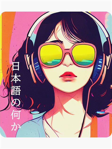 Anime Pop Art Style Girl With Headphones Sticker For Sale By