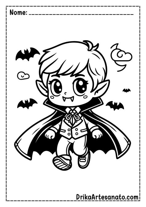 Desenho De Vampiro Infantil - 50 Desenhos de Vampiro para Colorir Grátis em PDF