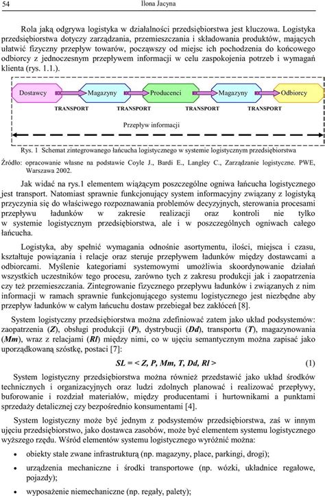 ROLA TRANSPORTU W REALIZACJI PROCESÓW LOGISTYCZNYCH PRZEDSI BIORSTWA