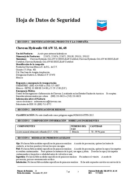 Precio De Aceite Hidráulico Chevron 68 Pdf Solubilidad Toxicidad