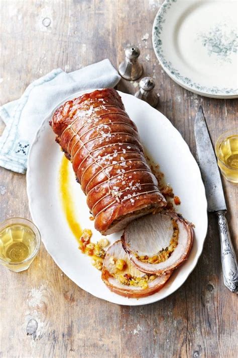 Crackling Pork Loin With Apricot Sherry And Hazelnut Stuffing Recipe