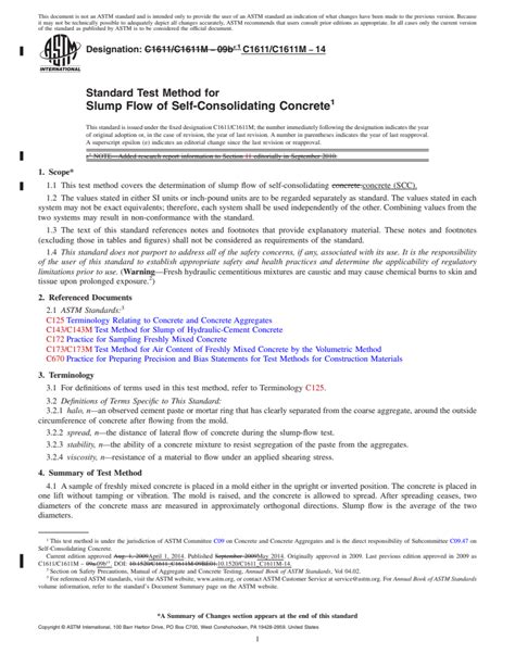 Astm C1611c1611m 14 Standard Test Method For Slump Flow Of Self