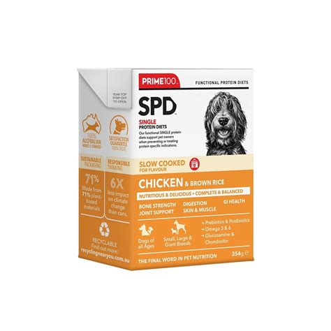 Prime 100 Spd Slow Cooked Chicken And Brown Rice 354g Woonona Petfood