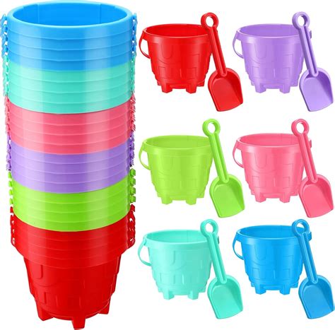 48 Pcs Sand Buckets Bulk For Kids Plastic Beach Buckets