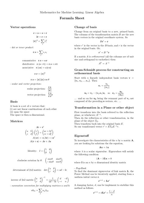 Vector Formula Sheet At Collection Of Vector Formula