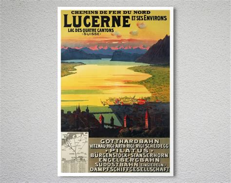 Lucerne Et Ses Environs Suisse Vintage Travel Poster Arty Posters