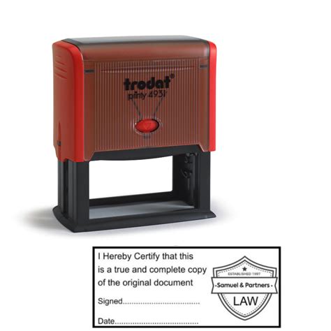 Trodat Printy 4931 I Hereby Certify Stamp With Logo