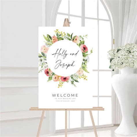 Personalised Wedding Welcome Sign Peonies Mally S Crafts