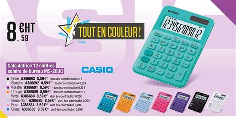 Promo Calculatrice Chiffres Solaire De Bureau Ms Uc Casio Chez