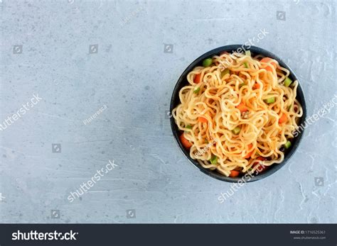 Instant Noodles Carrot Scallions Sauce Vegetable Stock Photo