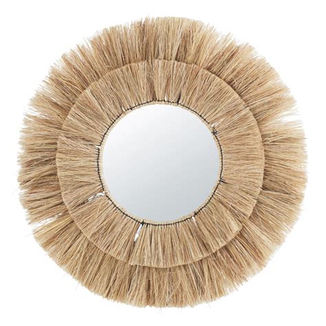 Bazar Bizar Grass Miroir Rond En Fibre Naturelle Cm Couleur