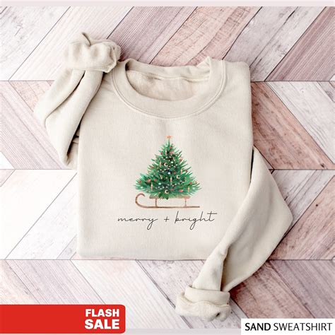 Christmas Tree Sweatshirt Christmas Crewneck Merry And Bright