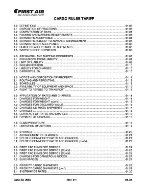 Fillable Online Cargo Rules Tariff Fax Email Print Pdffiller