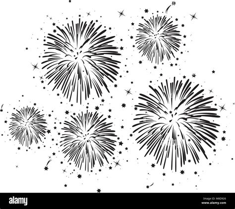 vector black and white fireworks background with stars Stock Vector ...