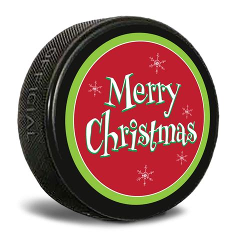 Merry Christmas Hockey Puck Custom Printed Hockey Pucks