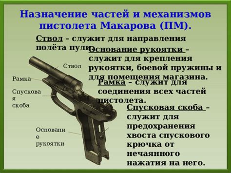 Назначение, боевые свойства и материальная часть пистолета Макарова (ПМ)