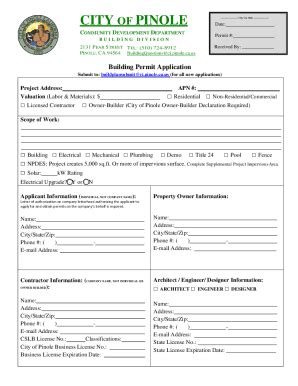 Fillable Online Building Permits City Of Pinole Ca Fax Email Print