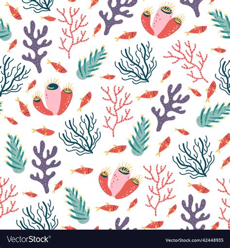 Seaweed Seamless Pattern Royalty Free Vector Image