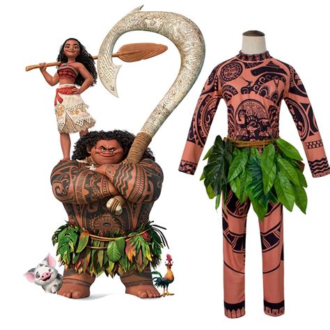 3pcs Adult Cartoon Movie Moana Maui Cosplay Costume Mens Halloween