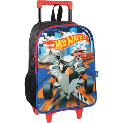 Mochila Infantil Rodinha Hot Wheels G Preta Luxcel Unidade Papelaria Toledo